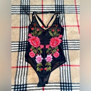 Beautiful Floral Embroidered Body Suit